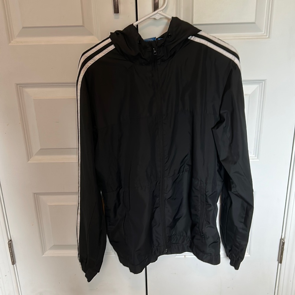 Black and white adidas rain jacket